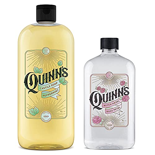 Течен сапун Quinn's Pure Castile с органична мента мента 32 грама и не съдържащ алкохол розов гамамелисом Куин с алое Вера 16 унции