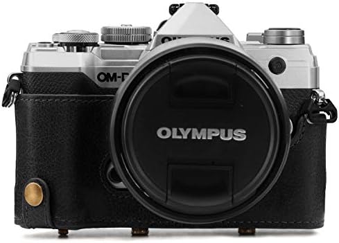 Калъф за фотоапарат MegaGear MG1862 Някога Ready От естествена кожа, Съвместим с Olympus Om-D E-M5 Mark Iıı - Черен