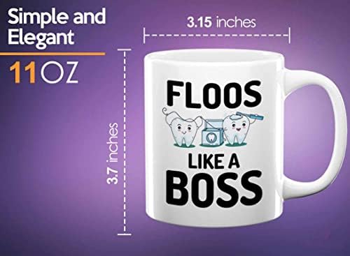 Кафеена чаша за зъболекар 11 грама Бял - Floos like a boss - Асистент на стоматолог, медицинска Сестра, Зъболекар, Ортодонт, Педиатър,