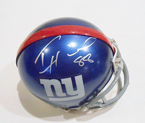 Айк Hilliard подписа на мини-Футболен каска Ню Йорк Джайентс с / COA - Мини-каски NFL с автограф