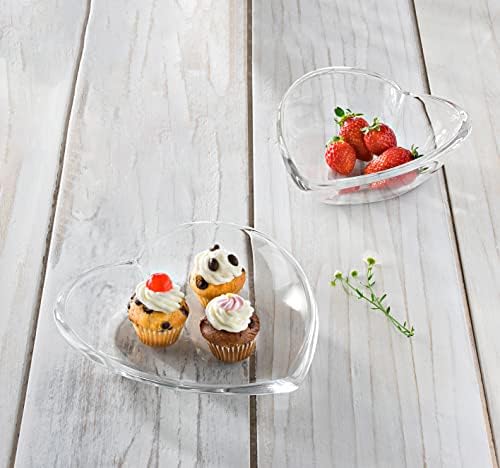 Стъклена купа - във формата На сърце - Чаши - Комплект от 6 броя - за плодове - Ядки - Салата - Десерт - Произведено в Европа - от Barski,