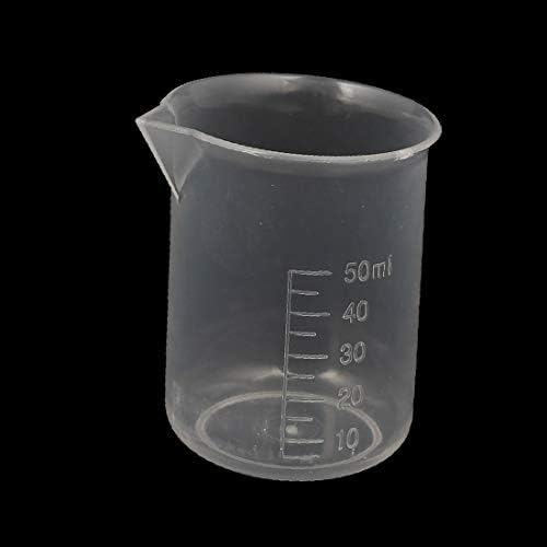 X-DREE 5 броя 50 мл Училище Лабораторен Прозрачен Пластмасов Контейнер За течности, Мерителна чаша (Becher della tazza di misurazione