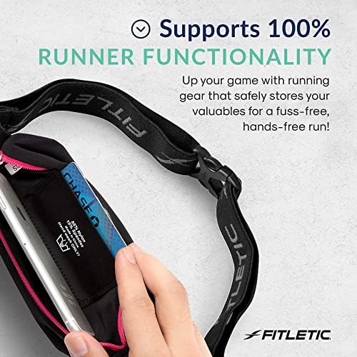 Поясная чанта Fitletic за активен начин на живот и мини-спортен колан за бягане за мъже и жени – Лек, нископрофилен, елегантен дизайн