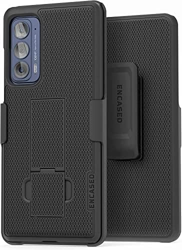 Калъф DuraClip за Motorola Edge 5G UW в джоба / 2021 Moto Edge с клипс за колан на апарата със стойката (Водоустойчив ръкохватка) - Черен