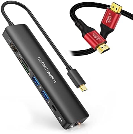 USB C Hub 4K 60Hz, комплект многопортовых адаптери за създаване на кабел, 7-в-1 USB-C Хъб с кабел на Ултра-висока скорост 8K 48 gbps