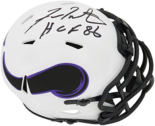 Фран Tarkenton Подписа мини-Каска Minnesota Vikings Lunar Eclipse Riddell Speed с HOF'86 - Мини-каски NFL с автограф